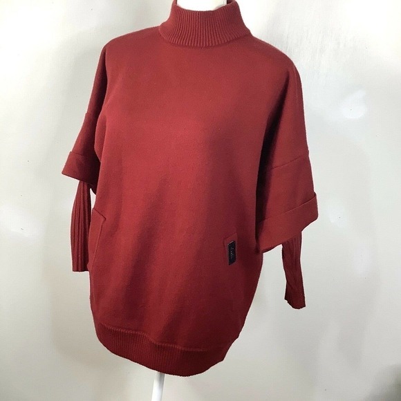 WOMENS Bocuse d'Or Sweater Tight Knit Burgundy Long Sleeve Fits M/L Pockets - Picture 6 of 10